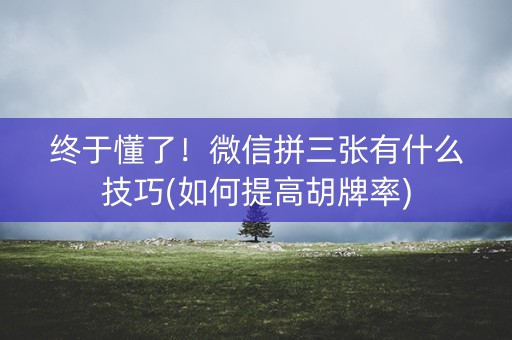 终于懂了！微信拼三张有什么技巧(如何提高胡牌率)