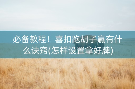 必备教程！喜扣跑胡子赢有什么诀窍(怎样设置拿好牌)