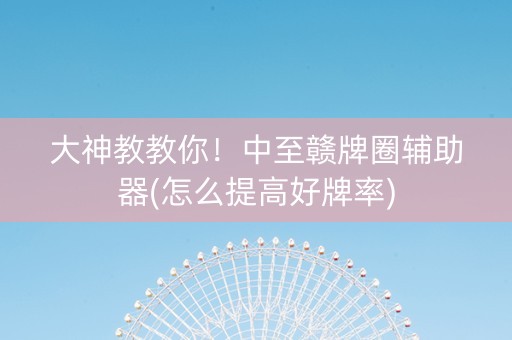 大神教教你！中至赣牌圈辅助器(怎么提高好牌率)