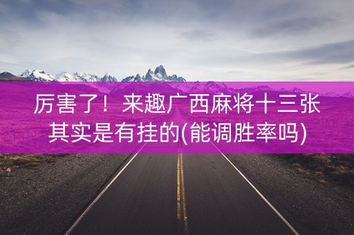 厉害了！来趣广西麻将十三张其实是有挂的(能调胜率吗)