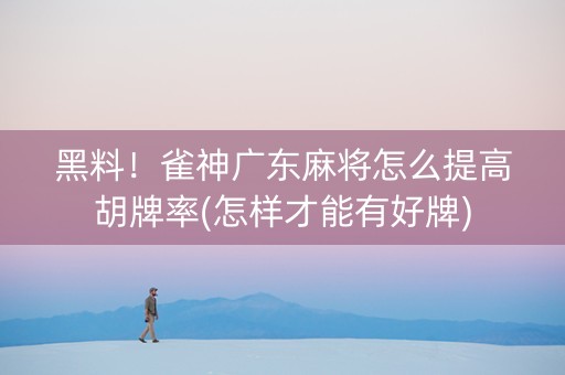 黑料！雀神广东麻将怎么提高胡牌率(怎样才能有好牌)