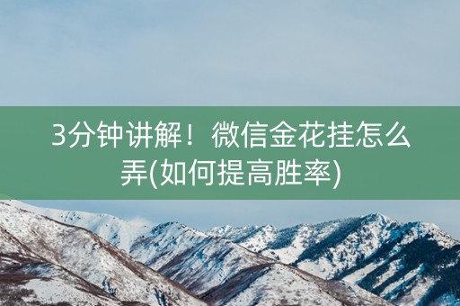 3分钟讲解！微信金花挂怎么弄(如何提高胜率)
