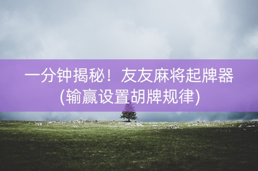 一分钟揭秘！友友麻将起牌器(输赢设置胡牌规律)
