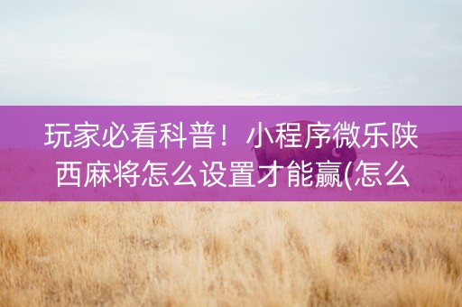 玩家必看科普！小程序微乐陕西麻将怎么设置才能赢(怎么打系统才能给好牌)