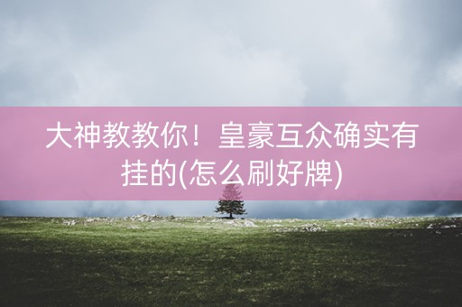 大神教教你！皇豪互众确实有挂的(怎么刷好牌)