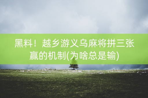 黑料！越乡游义乌麻将拼三张赢的机制(为啥总是输)
