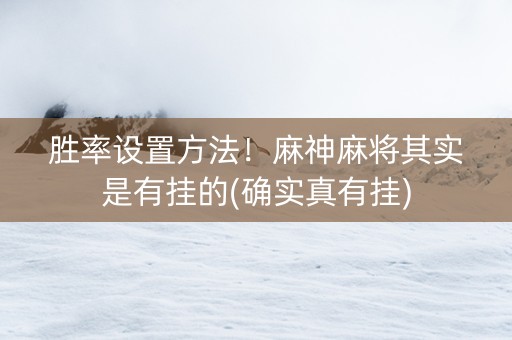 胜率设置方法！麻神麻将其实是有挂的(确实真有挂)