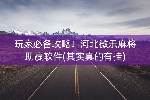 玩家必备攻略！河北微乐麻将助赢软件(其实真的有挂)