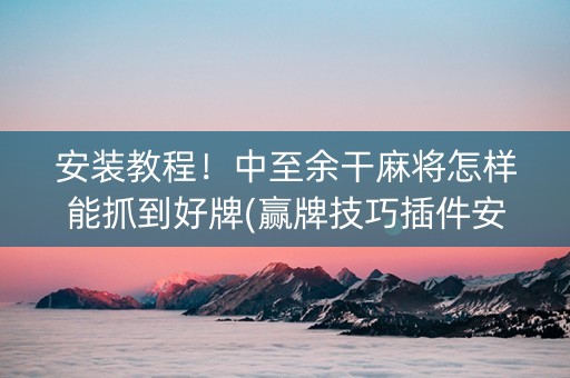 安装教程！中至余干麻将怎样能抓到好牌(赢牌技巧插件安装)