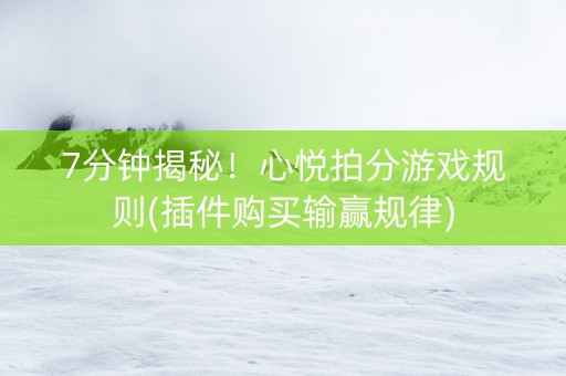 7分钟揭秘！心悦拍分游戏规则(插件购买输赢规律)