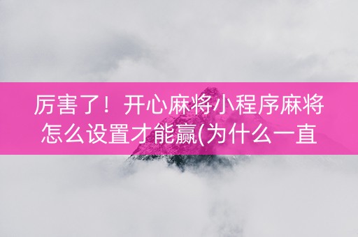 厉害了！开心麻将小程序麻将怎么设置才能赢(为什么一直输)