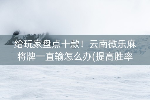 给玩家盘点十款！云南微乐麻将牌一直输怎么办(提高胜率软件)
