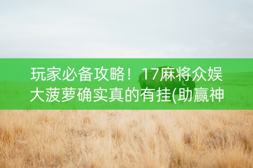 玩家必备攻略！17麻将众娱大菠萝确实真的有挂(助赢神器)