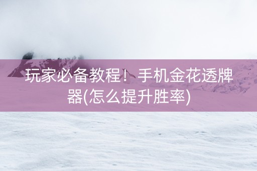 玩家必备教程！手机金花透牌器(怎么提升胜率)