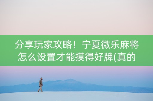 分享玩家攻略！宁夏微乐麻将怎么设置才能摸得好牌(真的确实是有挂)