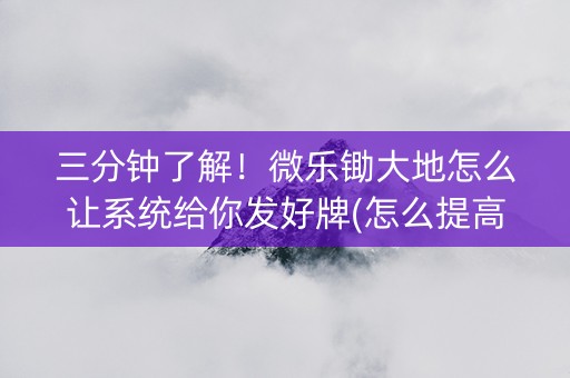 三分钟了解！微乐锄大地怎么让系统给你发好牌(怎么提高胡牌率)
