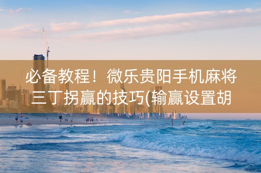必备教程！微乐贵阳手机麻将三丁拐赢的技巧(输赢设置胡牌规律)