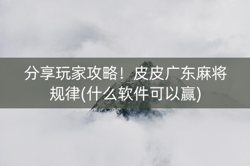 分享玩家攻略！皮皮广东麻将规律(什么软件可以赢)
