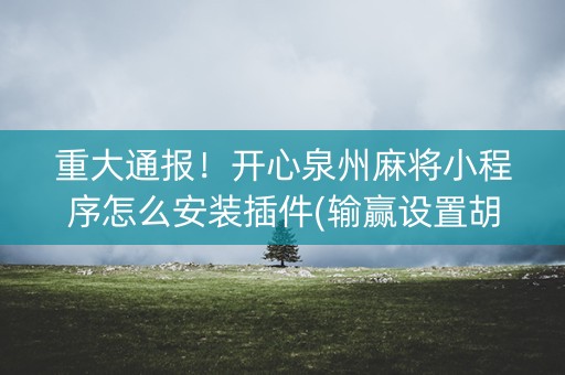 重大通报！开心泉州麻将小程序怎么安装插件(输赢设置胡牌规律)
