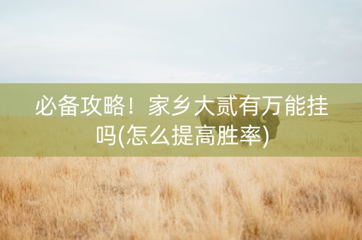必备攻略！家乡大贰有万能挂吗(怎么提高胜率)