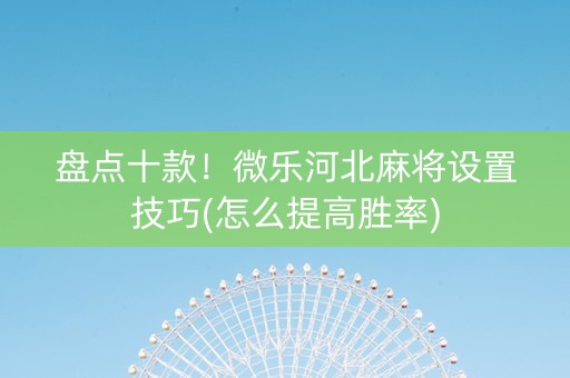盘点十款！微乐河北麻将设置技巧(怎么提高胜率)