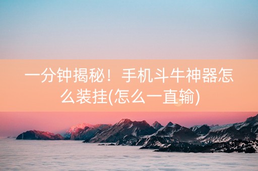 一分钟揭秘！手机斗牛神器怎么装挂(怎么一直输)