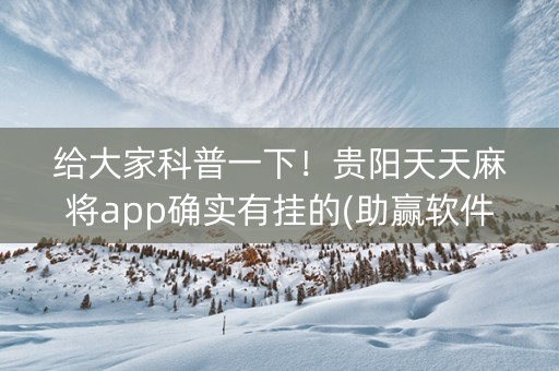 给大家科普一下！贵阳天天麻将app确实有挂的(助赢软件有规律吗)