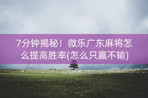 7分钟揭秘！微乐广东麻将怎么提高胜率(怎么只赢不输)