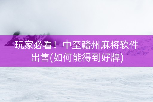玩家必看！中至赣州麻将软件出售(如何能得到好牌)