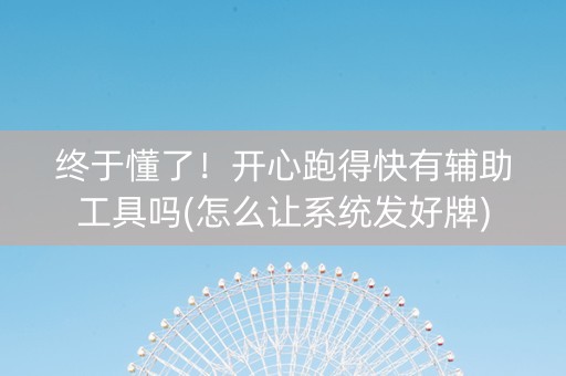 终于懂了！开心跑得快有辅助工具吗(怎么让系统发好牌)