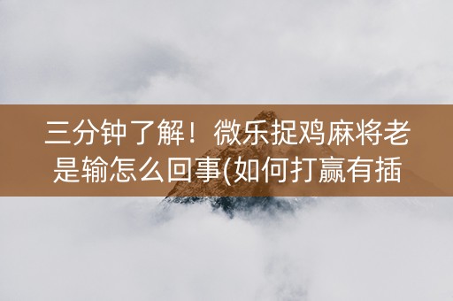 三分钟了解！微乐捉鸡麻将老是输怎么回事(如何打赢有插件吗)