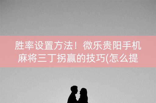 胜率设置方法！微乐贵阳手机麻将三丁拐赢的技巧(怎么提升胜率)