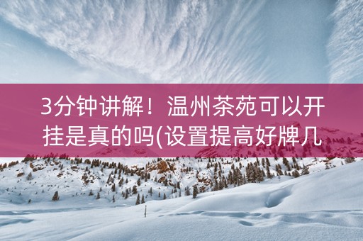 3分钟讲解！温州茶苑可以开挂是真的吗(设置提高好牌几率)