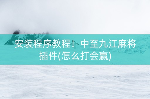 安装程序教程！中至九江麻将插件(怎么打会赢)
