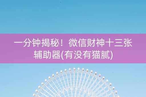 一分钟揭秘！微信财神十三张辅助器(有没有猫腻)