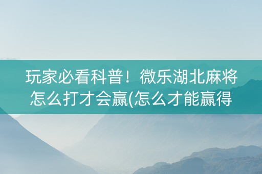 玩家必看科普！微乐湖北麻将怎么打才会赢(怎么才能赢得多)