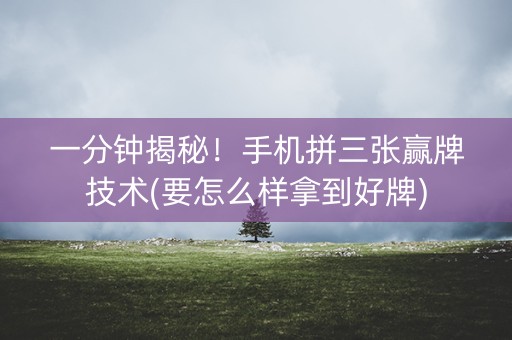 一分钟揭秘！手机拼三张赢牌技术(要怎么样拿到好牌)