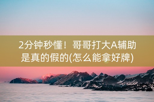 2分钟秒懂！哥哥打大A辅助是真的假的(怎么能拿好牌)
