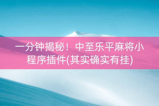 一分钟揭秘！中至乐平麻将小程序插件(其实确实有挂)