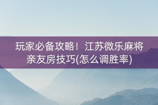 玩家必备攻略！江苏微乐麻将亲友房技巧(怎么调胜率)