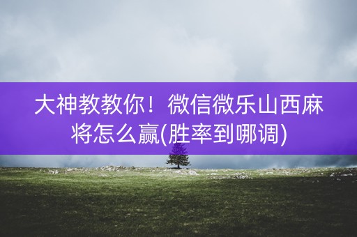 大神教教你！微信微乐山西麻将怎么赢(胜率到哪调)