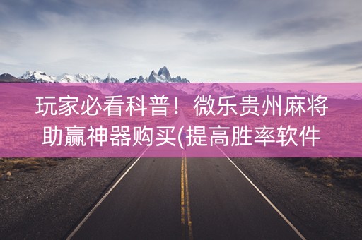 玩家必看科普！微乐贵州麻将助赢神器购买(提高胜率软件)
