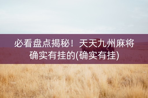 必看盘点揭秘！天天九州麻将确实有挂的(确实有挂)