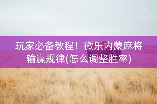 玩家必备教程！微乐内蒙麻将输赢规律(怎么调整胜率)