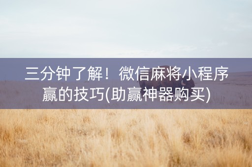 三分钟了解！微信麻将小程序赢的技巧(助赢神器购买)