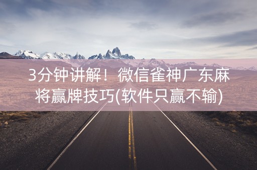 3分钟讲解！微信雀神广东麻将赢牌技巧(软件只赢不输)