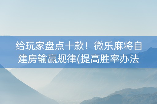 给玩家盘点十款！微乐麻将自建房输赢规律(提高胜率办法)