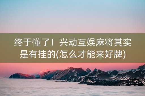 终于懂了！兴动互娱麻将其实是有挂的(怎么才能来好牌)