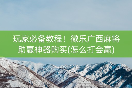 玩家必备教程！微乐广西麻将助赢神器购买(怎么打会赢)