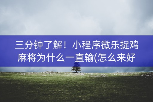 三分钟了解！小程序微乐捉鸡麻将为什么一直输(怎么来好牌)